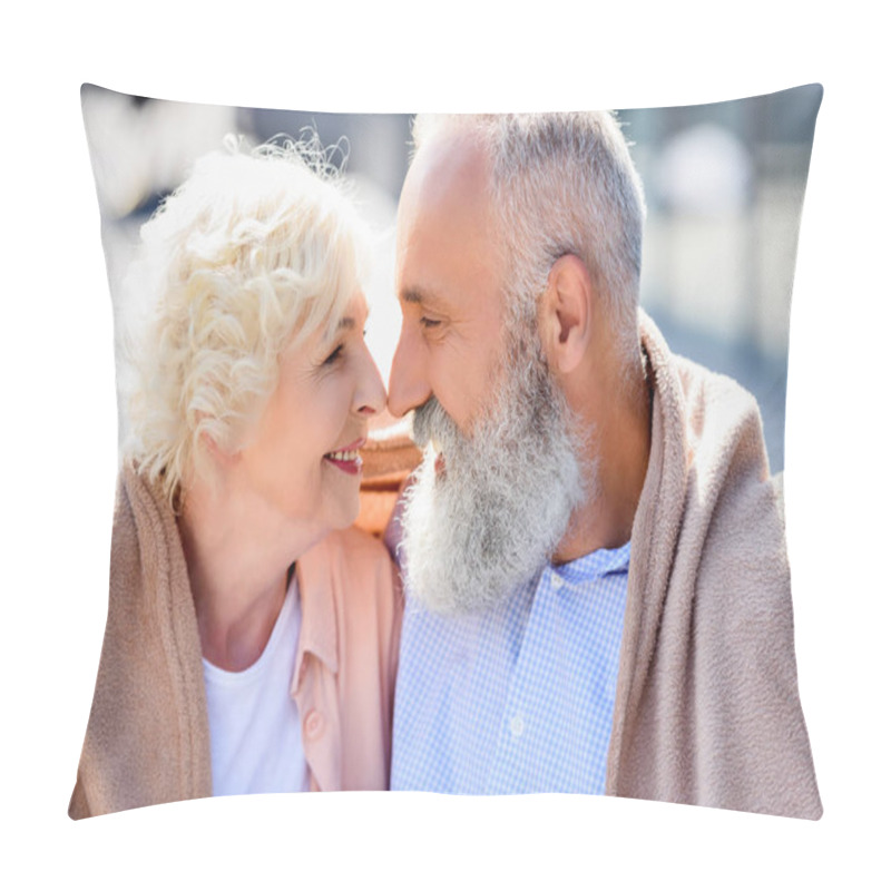 Personality  Senior Couple Looking At Each Other Pillow Covers