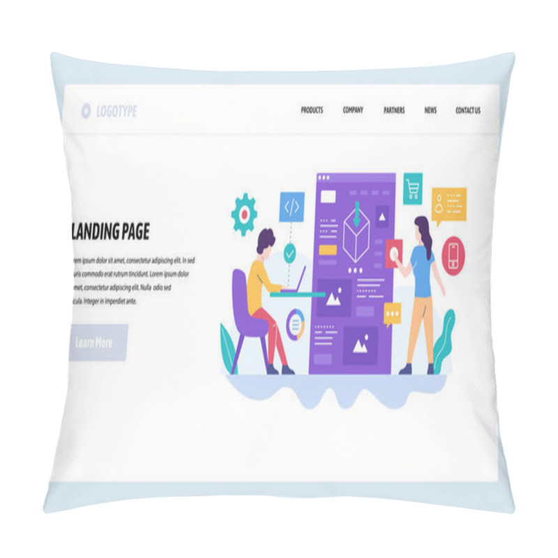 Personality  Vector Web Site Design Template. Software Development, Programmer And Software Architect Coding An Application. Landing Page Concepts For Website And Mobile Development. Modern Flat Illustration Pillow Covers