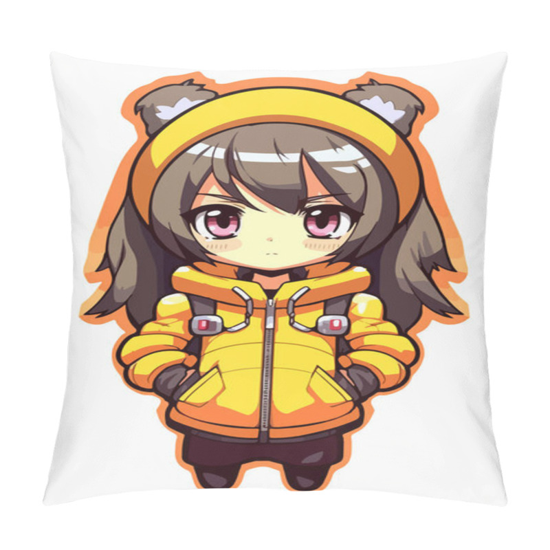 Personality  Young Girl Anime-style Character Vector Illustration Design. Manga Anime Girl Hair Faces Cartoon. Face Young Girl Anime-style Character Vector Illustration Design. Girl Anime Female Manga Cartoon Pillow Covers