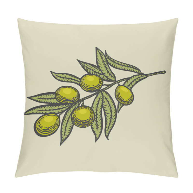 Personality  Olive Branch Engraving Style Vector Pillow Covers