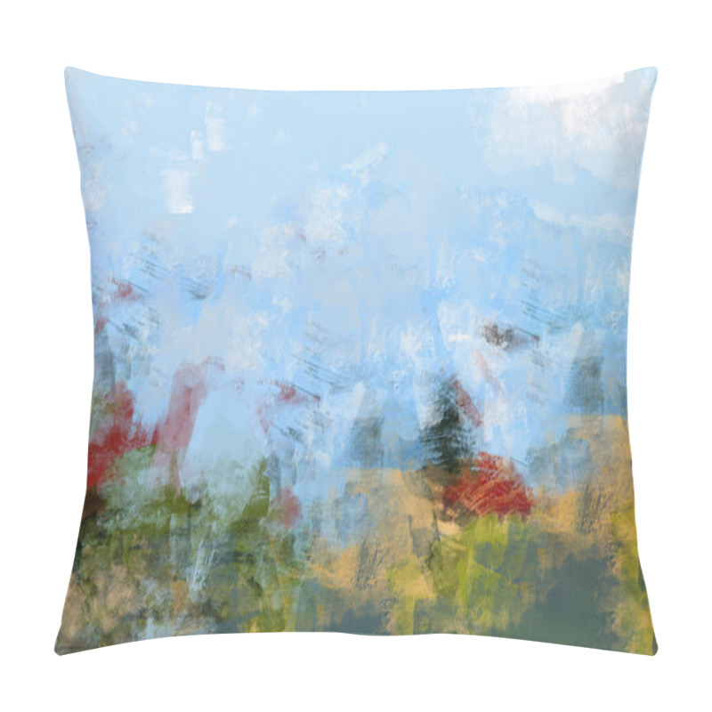 Personality  Painting Of Abstract Forest Landscape Representation In Digital Art Pillow Covers