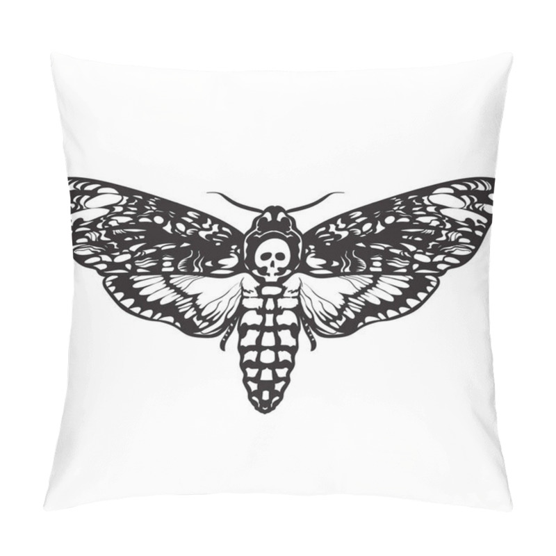 Personality  Death Head Hawk Moth. Black And White Halloween Decoration. Hand Drawn Vector Illustration Isolated On White Background. Skull Moth Butterfly Design For Tattoo, T-shirt Print, Poster, Coloring Book. Pillow Covers