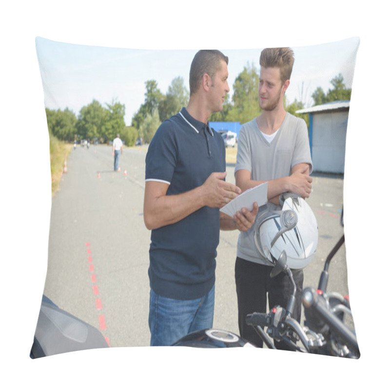 Personality  Young Man Training At Motorcycle Trainging Course Pillow Covers