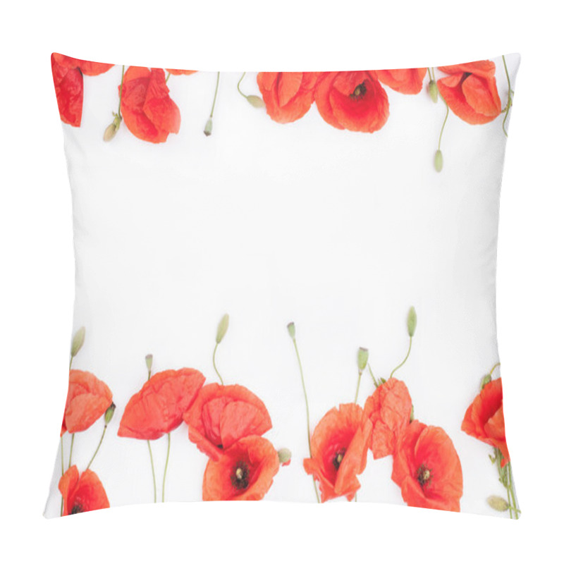 Personality  Heads Of Red Weeds On White Background From The Top Pillow Covers