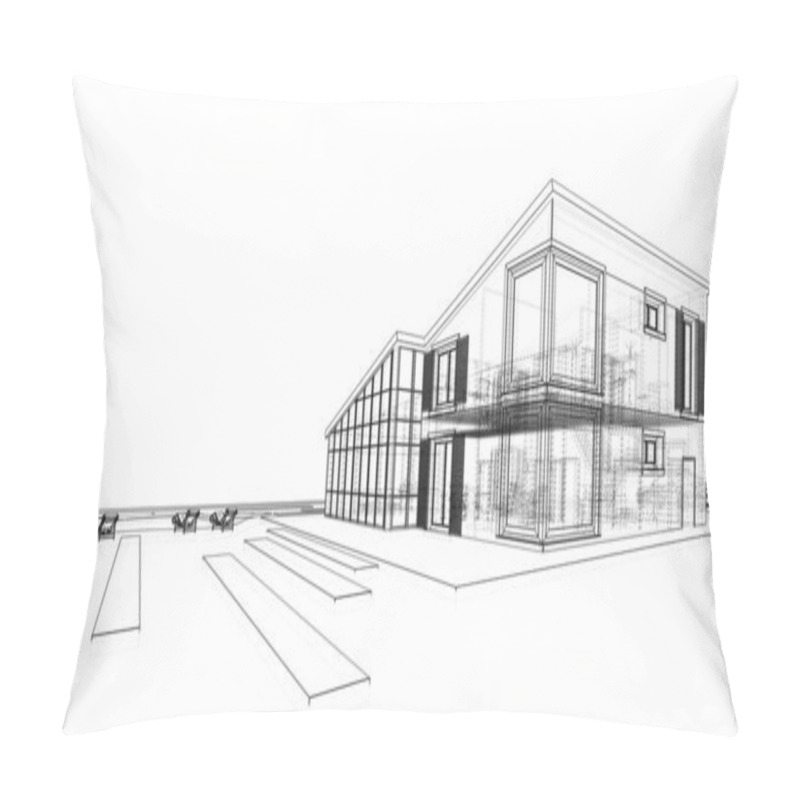 Personality  House Concept Sketch 3d Illustration Pillow Covers