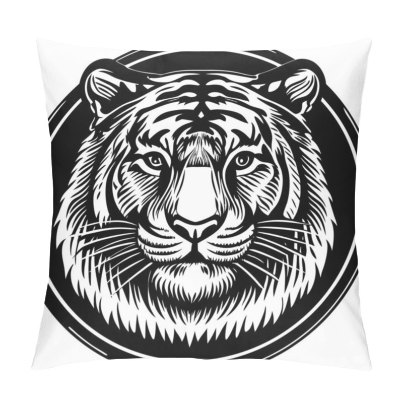 Personality  Tiger Head With Big Eyes And Black Background Pillow Covers