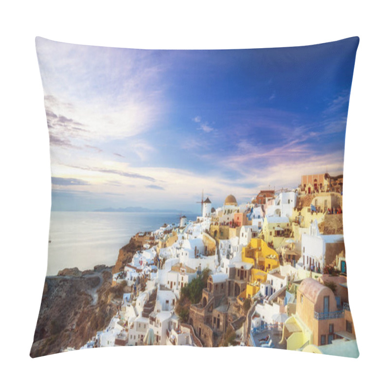 Personality  Cityscape Of Oia, Traditional Greek Village Of Santorini Pillow Covers