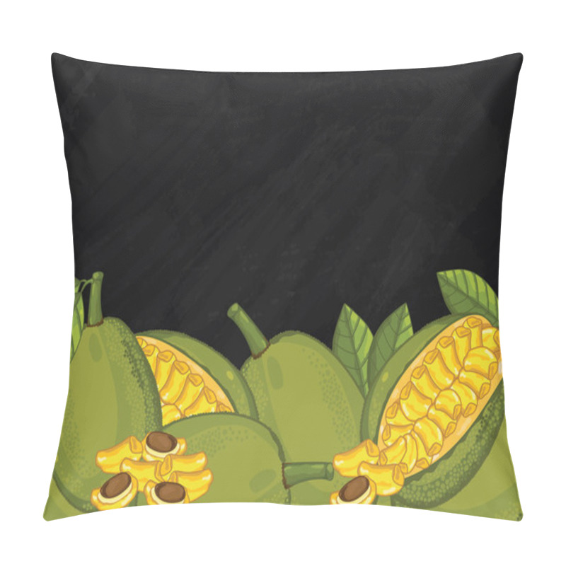 Personality  Jackfruit Fruit Composition On Chalkboard, Vector Pillow Covers