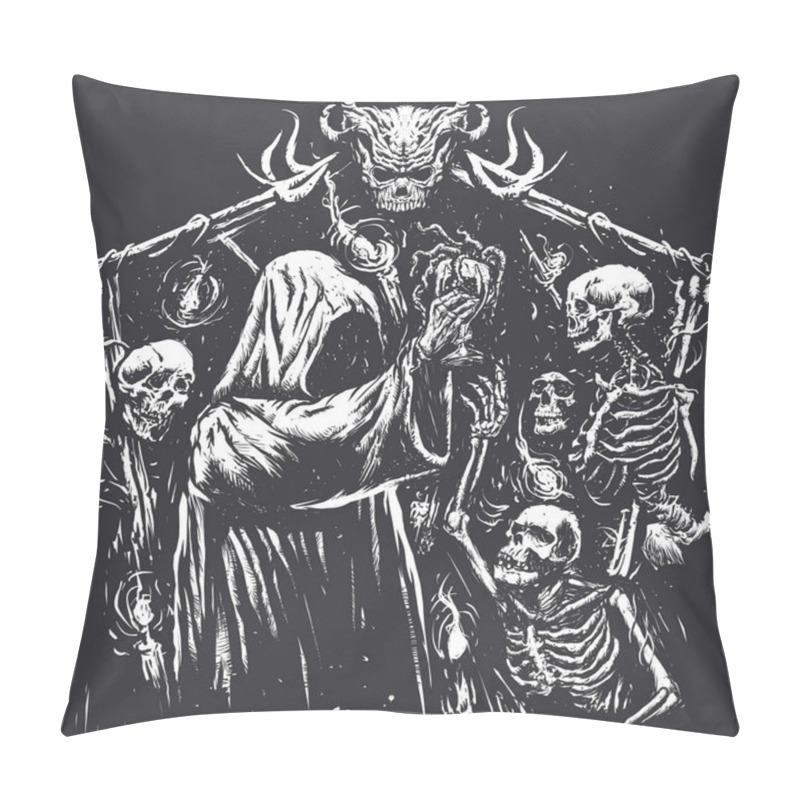 Personality  Wizards And Goblet With Tentacles On Dark Background. Pillow Covers