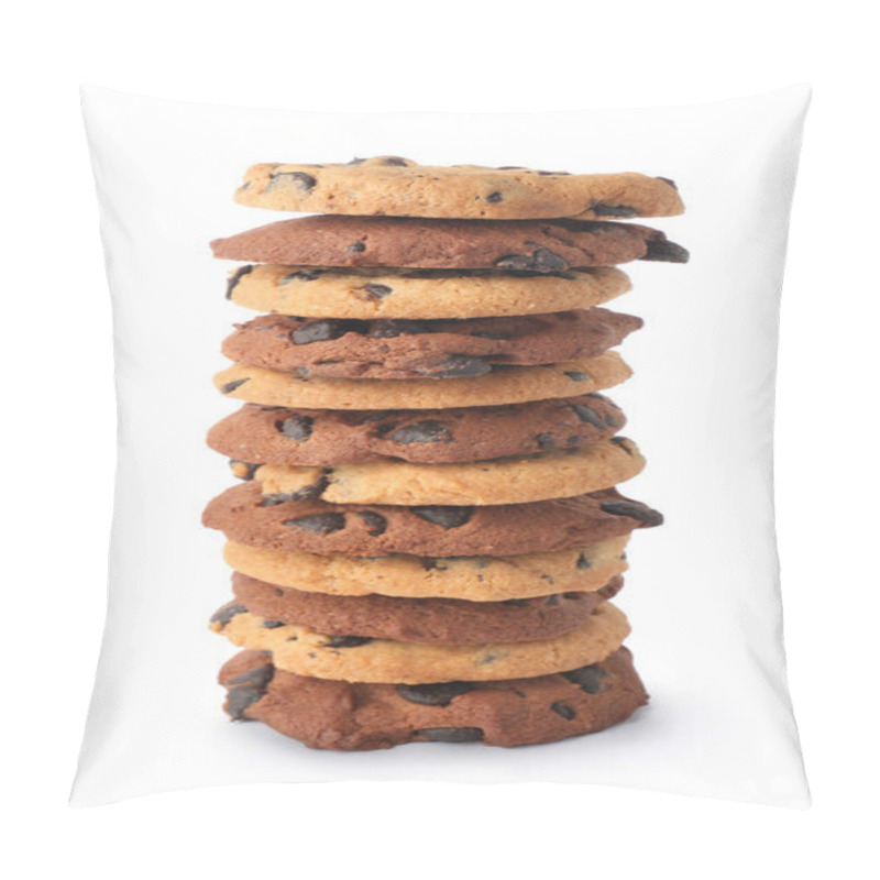 Personality  Different Tasty Cookies On White Background Pillow Covers