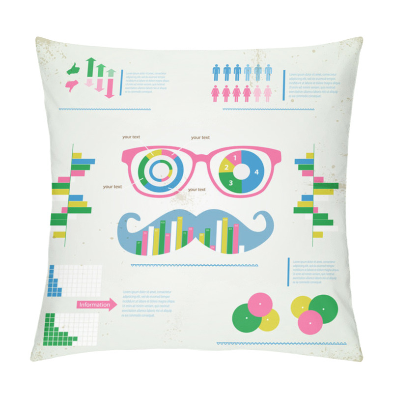 Personality  Hipster Infographic Vector Illustration Pillow Covers