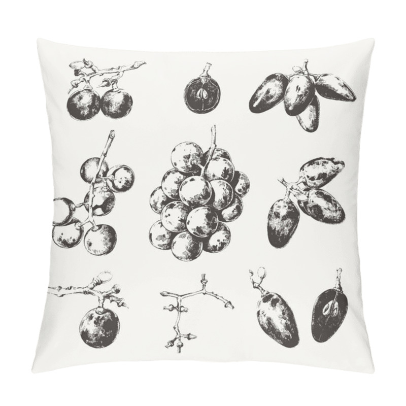 Personality  Ink Drawn Grape Pillow Covers