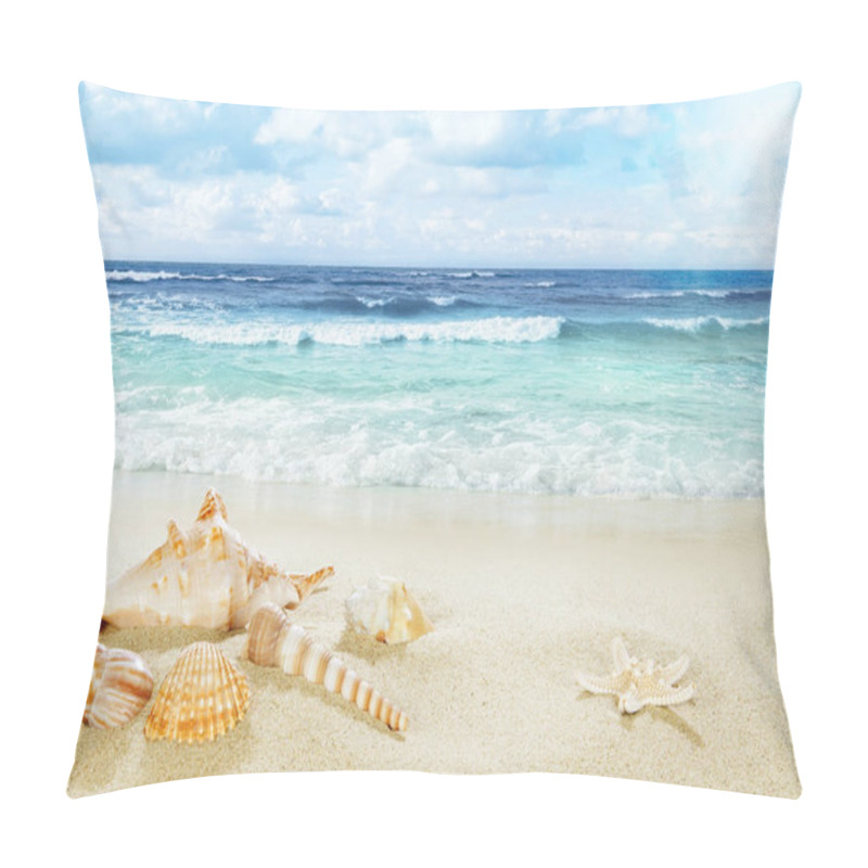 Personality  View On Sandy Beach. Pillow Covers