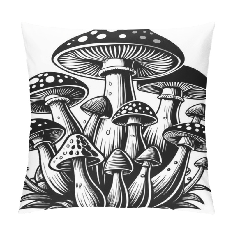 Personality  Mushroom Vector Illustration Silhouette Transparent Background Pillow Covers