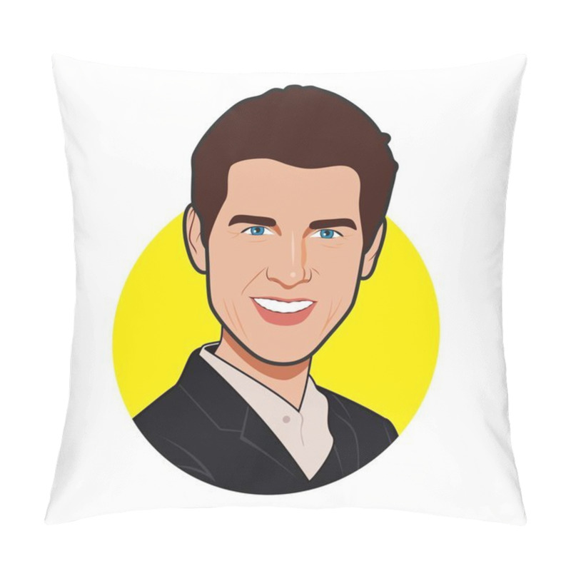 Personality  Tom Cruise American Hollywood Actor. Vector Image Pillow Covers