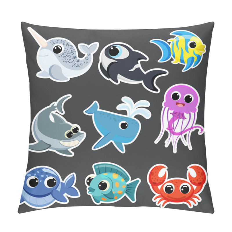 Personality  Cute Focean Animals Set Sticker Template Vector Pillow Covers