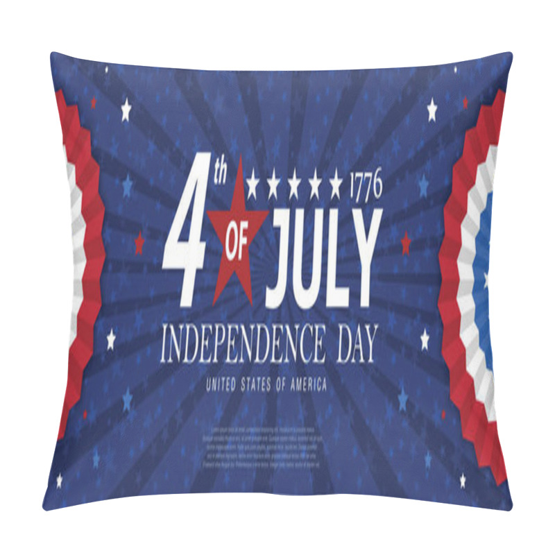 Personality  United States Of America Happy Independence Day Greeting Card, Banner, Horizontal Vector Illustration. USA Holiday 4th Of July Design Element With American Flag With Curve Pillow Covers