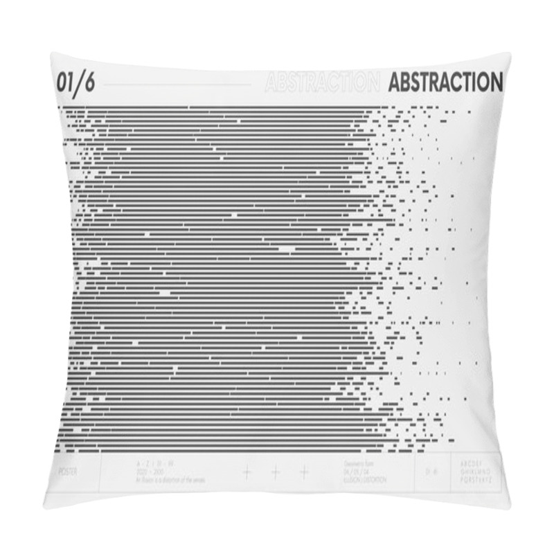 Personality  Abstract Modern Geometric Banner With Simple Shapes In Black And White Colors, Graphic Composition Design Vector Background, Pattern Of Horizontal Stripes Breaking Into Dotted Lines Pillow Covers