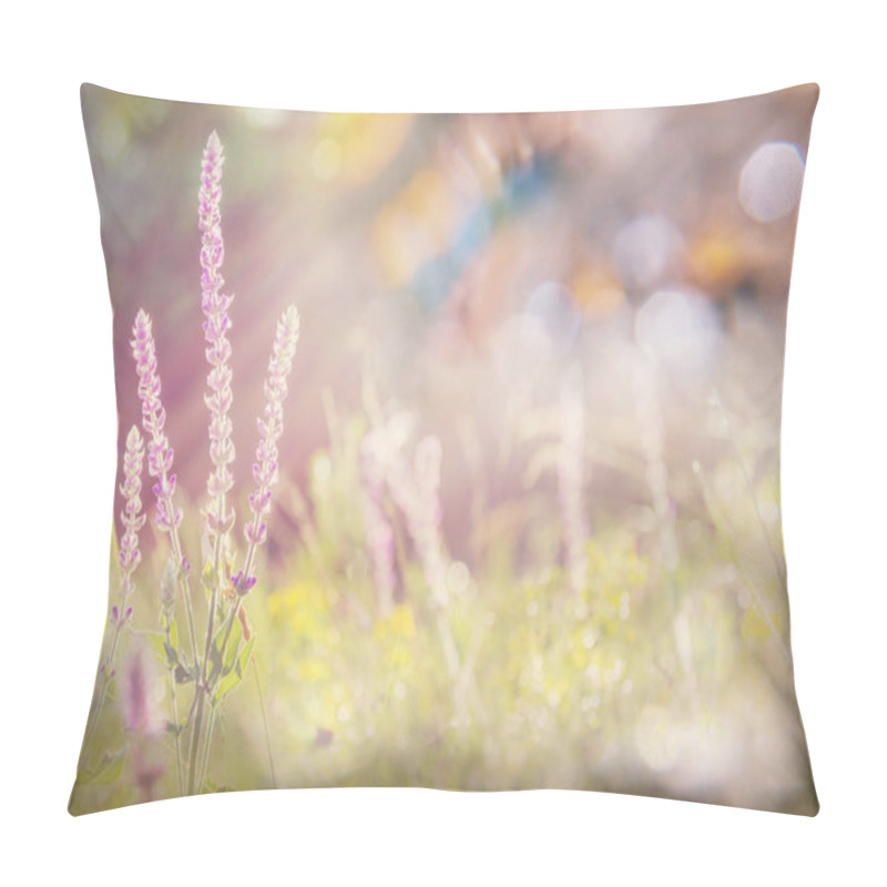 Personality  Sunny Day On The Flowers Meadow. Beautiful Natural Background. Pillow Covers