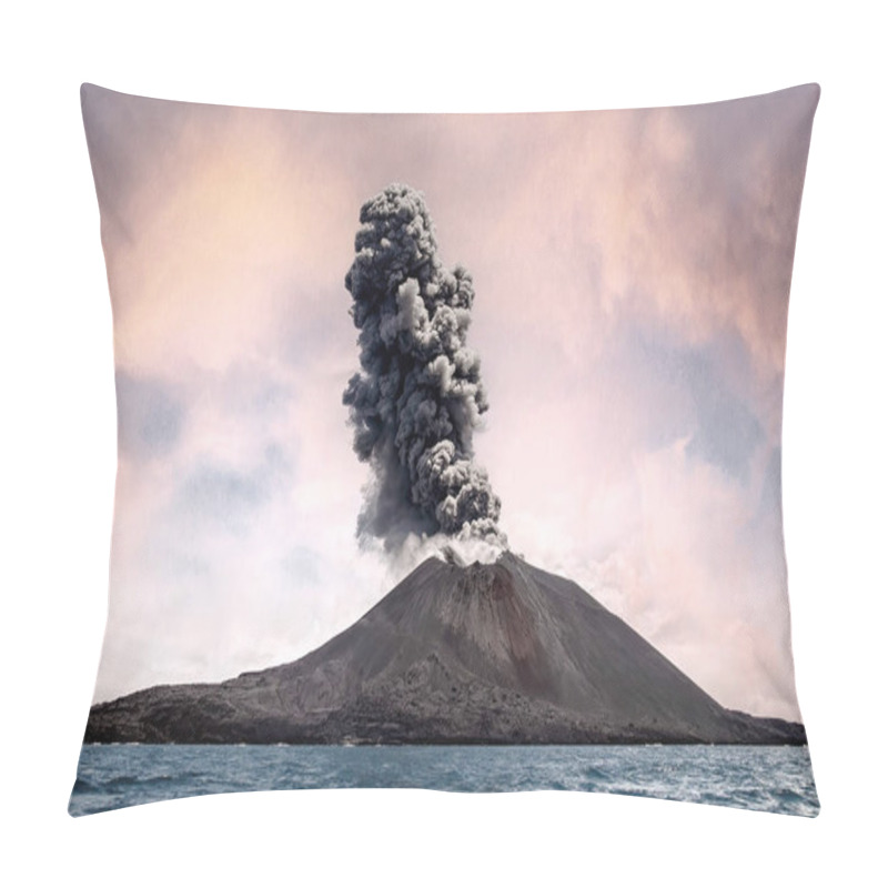 Personality  The Anak Krakatoa Volcano With A Plume Of Smoke. Indonesia Pillow Covers