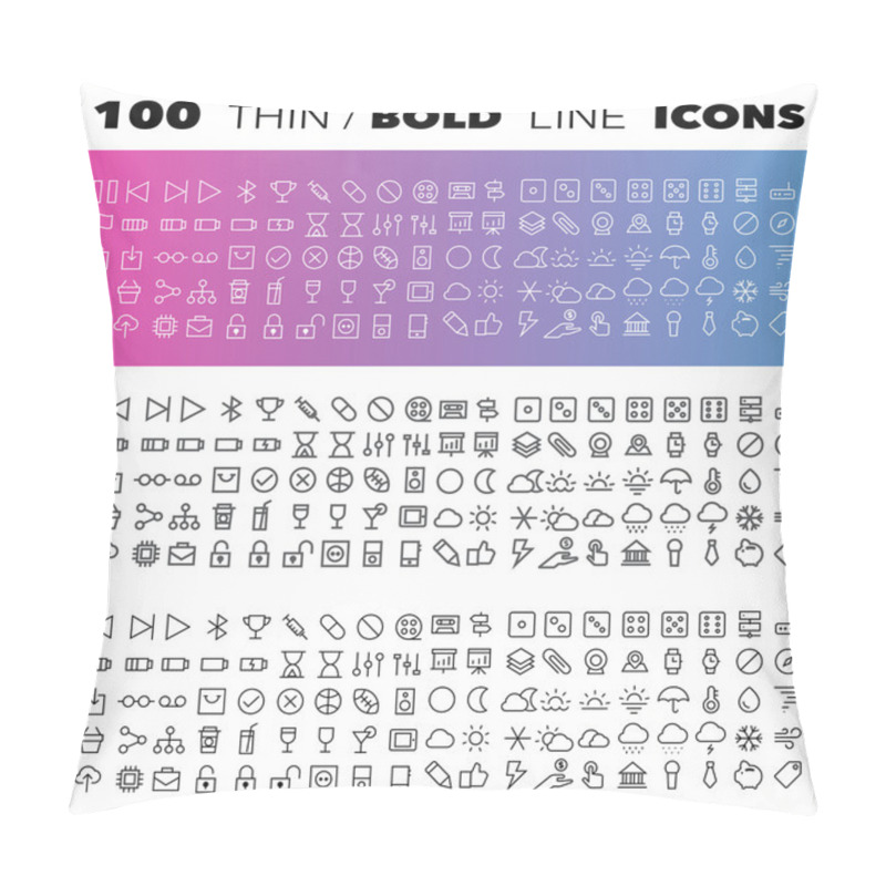 Personality  Thin Line Icons Set Pillow Covers