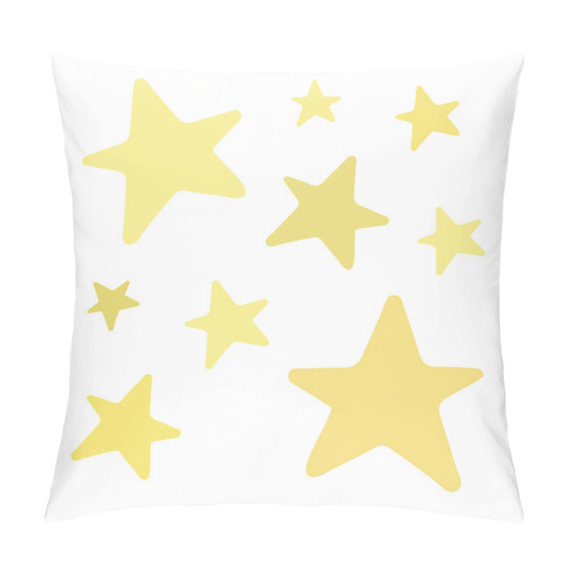 Personality  Set Of Golden And Yellow Shiny Stars. Vector Illustration Doodle Cartoon Drawing. Hand Drawn Sparkle Stars Isolated. Star Icons. Pillow Covers