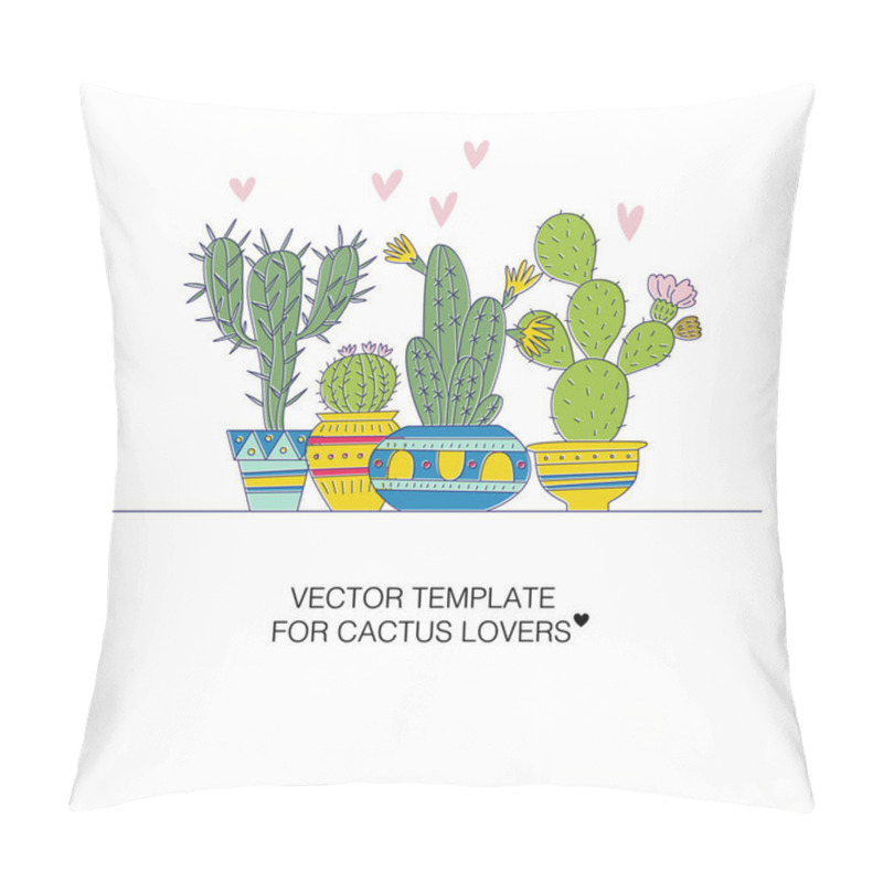 Personality  Illustration Of A Hand Drawn Cactuses.  Pillow Covers