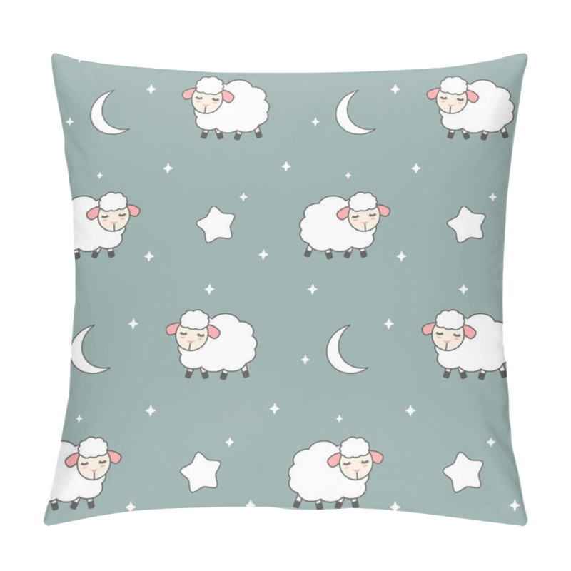 Personality  Cute Cartoon Lovely Seamless Vector Pattern Background Illustration With Sheeps Pillow Covers