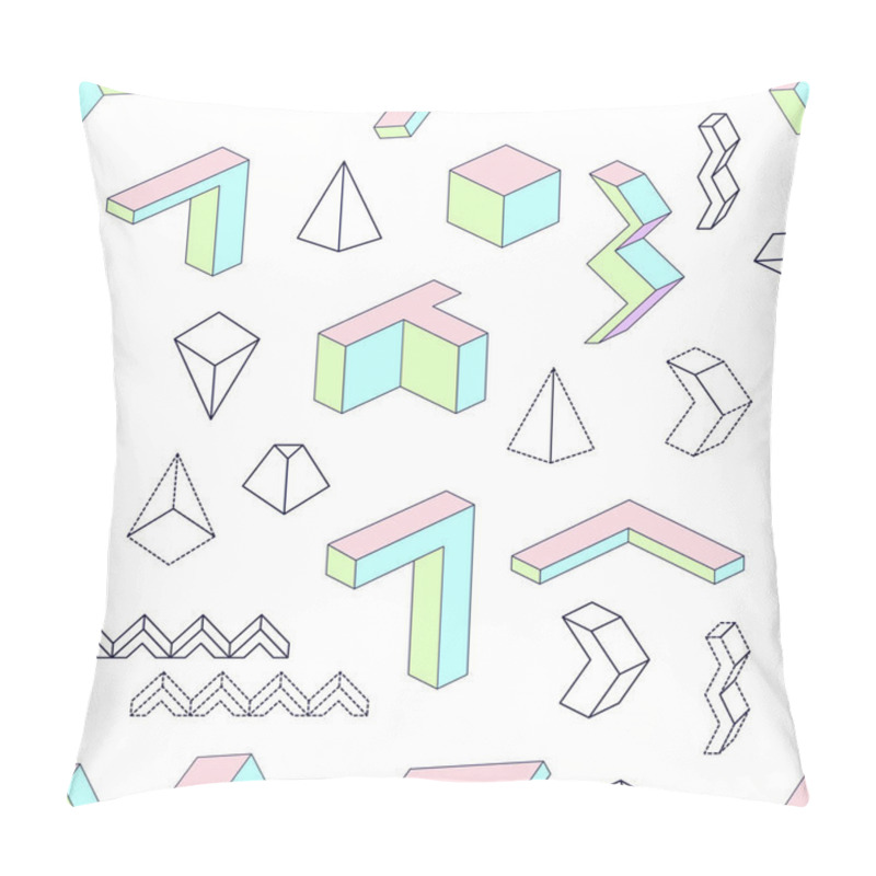 Personality  Geometric Shapes. Abstract Seamless Vector Pattern With Isometric Elements. Pillow Covers