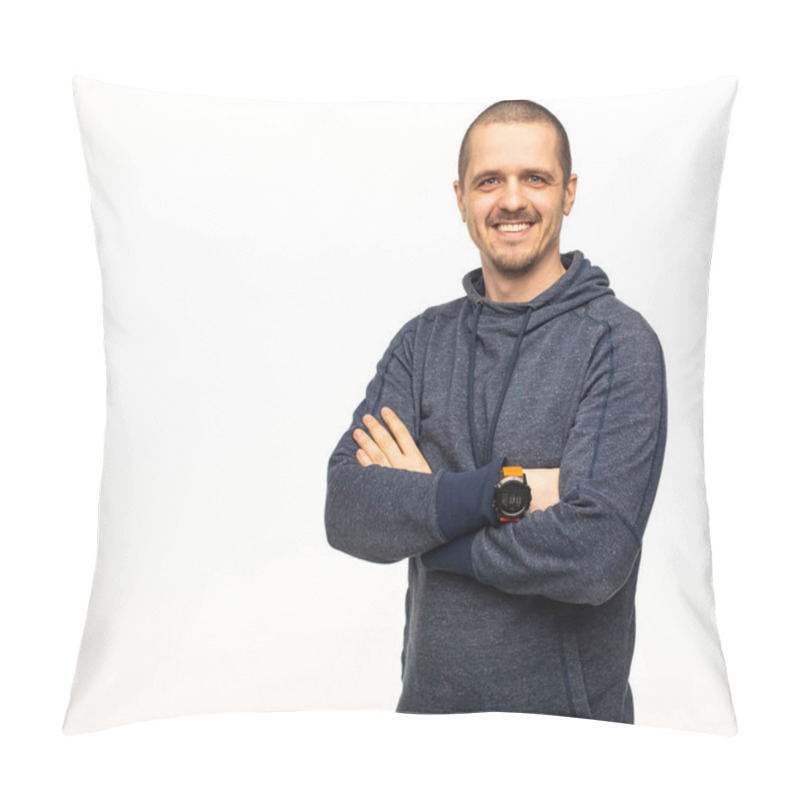 Personality  Man Smiling And Looking In Camera With Crossed Hands Pillow Covers