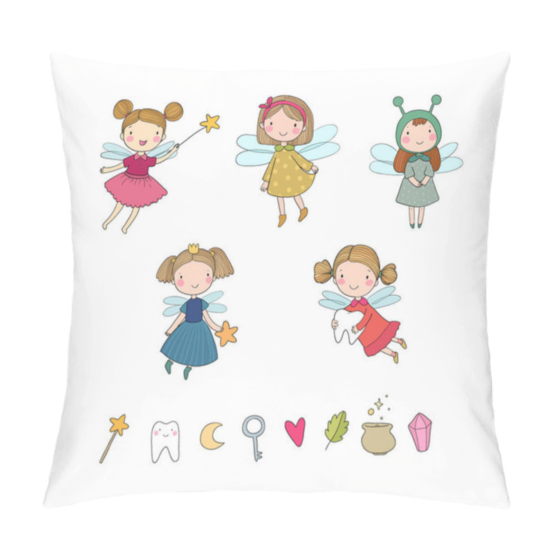 Personality  Cute Cartoon Fairies. Fairy Elves. Childrens Illustration. Tooth Fairy Pillow Covers