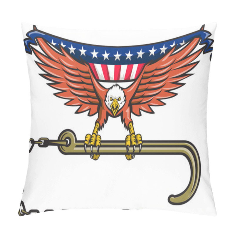 Personality  American Eagle Clutching Towing J Hook USA Flag Retro Pillow Covers