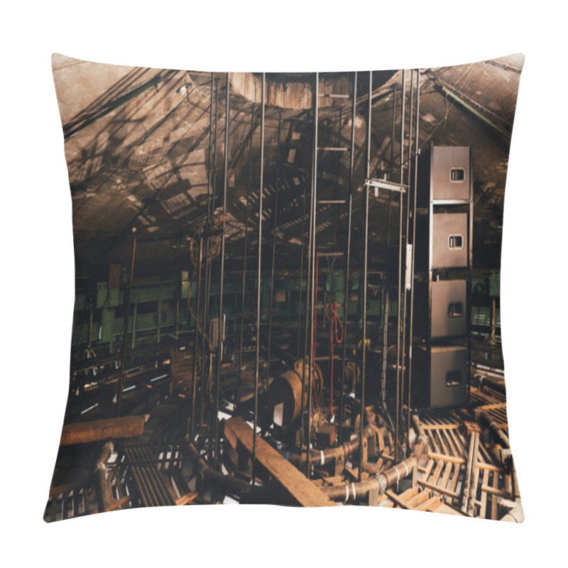 Personality  Technical Constructions With Ladders And Speakers In Circus Warehouse Pillow Covers