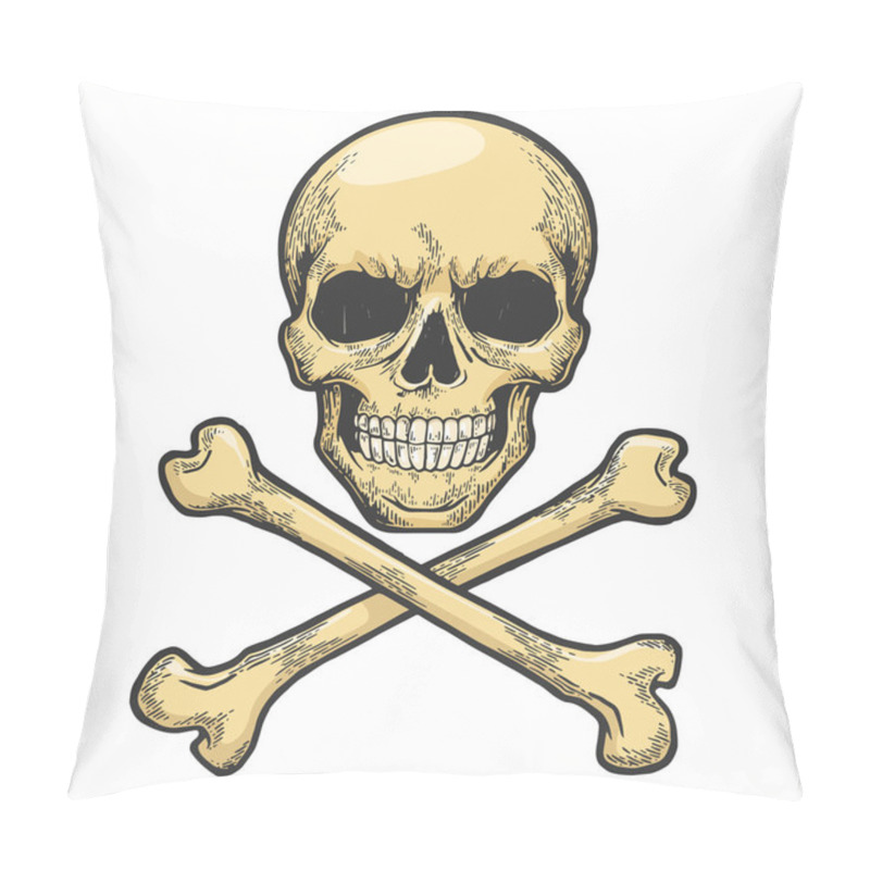 Personality  Skull With Crossed Bones. Pirate Symbol Jolly Roger Sketch Engraving Vector Illustration. Tee Shirt Apparel Print Design. Scratch Board Style Imitation. Hand Drawn Image. Pillow Covers