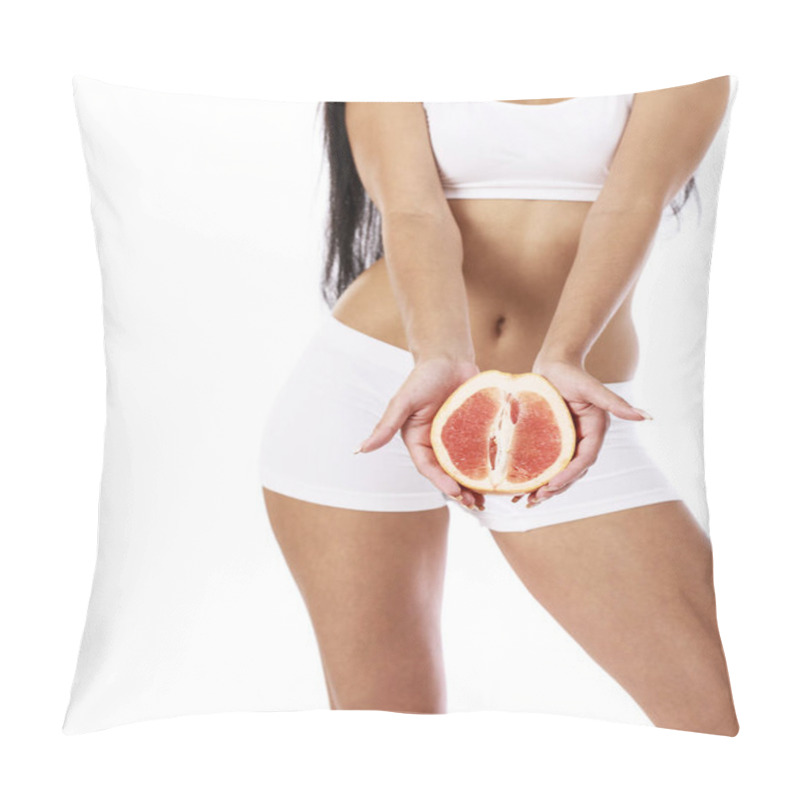 Personality  Young Beautiful Blonde Woman In White Fitness Clothing Pillow Covers