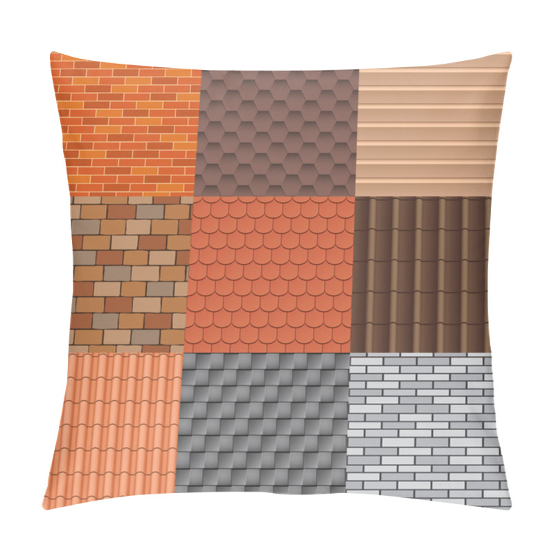 Personality  Roof Tiles And Roof Texture Vector Set. Pillow Covers