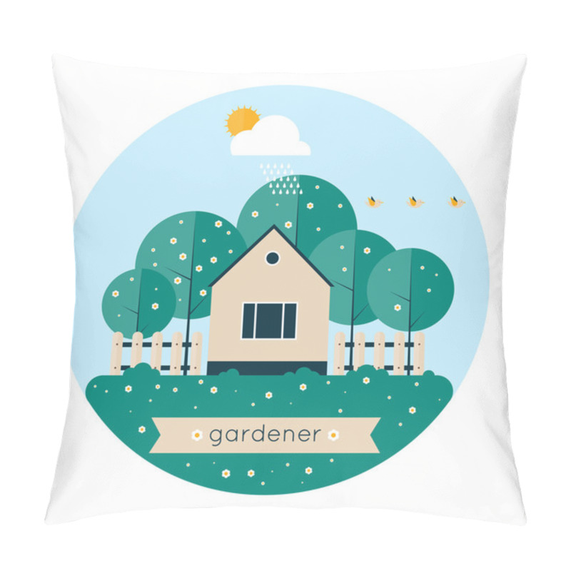 Personality  Home Gardener And Garden With Birds Pillow Covers