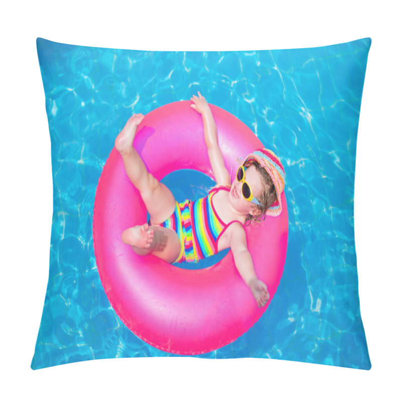 Personality  Cute Little Girl Playing In Swimming Pool Pillow Covers