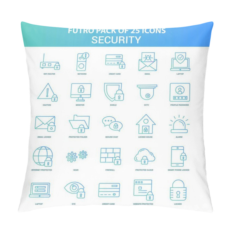 Personality  25 Green And Blue Futuro Security  Icon Pack Pillow Covers