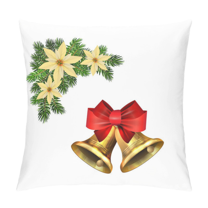 Personality  Christmas Decorations With Fir Tree Golden Jingle Bells Pillow Covers