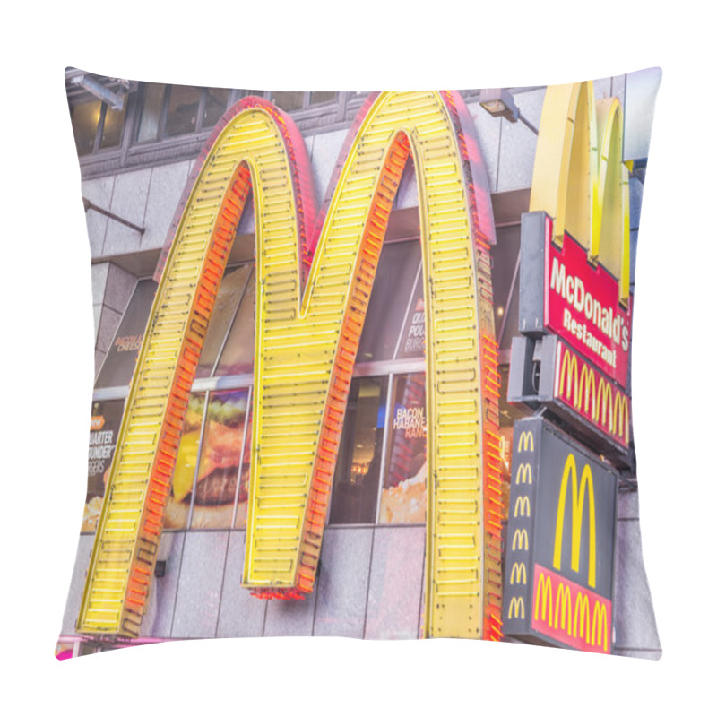 Personality  Mc Donald's Logo In Times Square,New York Pillow Covers