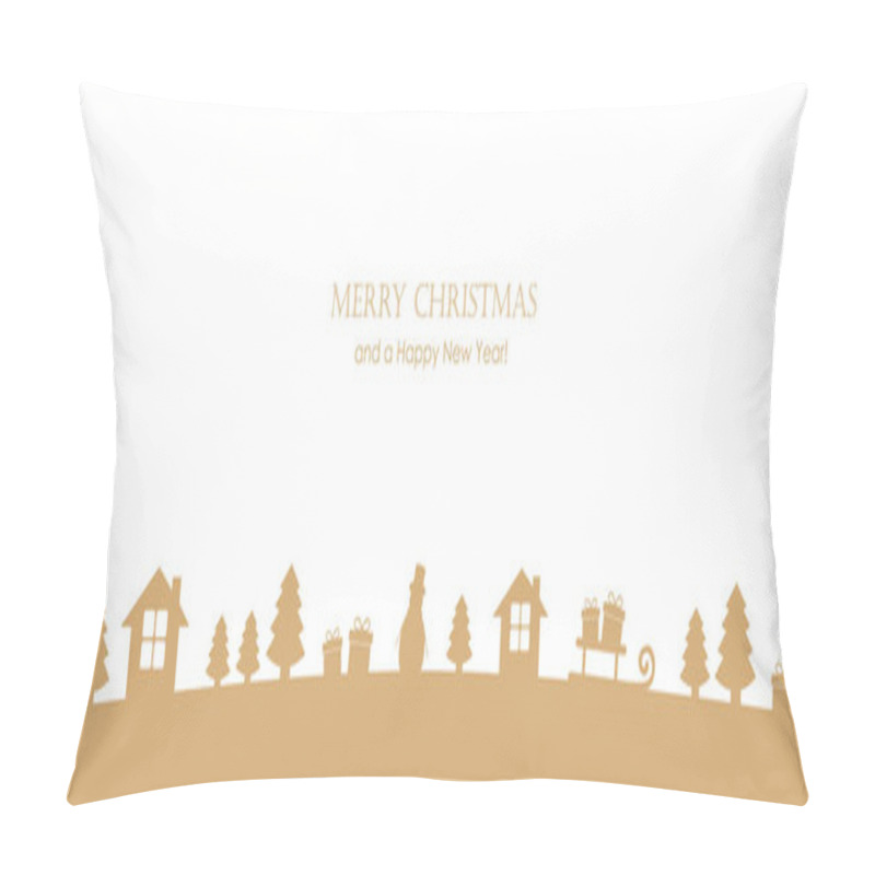 Personality  Christmas Valley Winter Banner With Fir House And Gift Pillow Covers