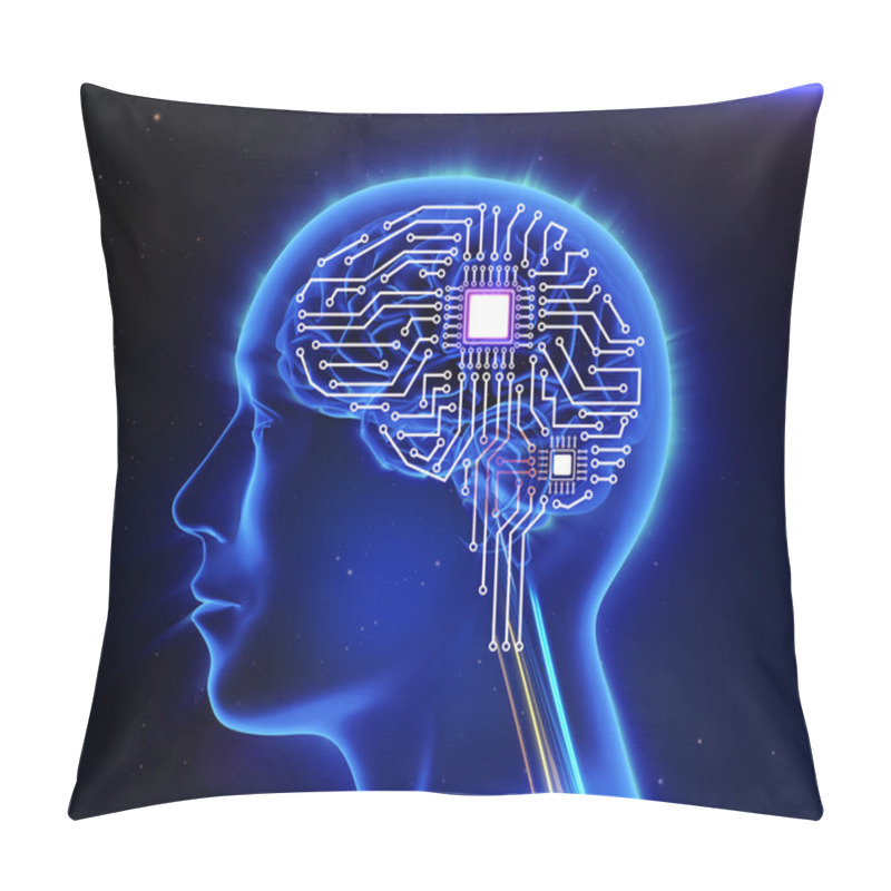 Personality  Computer Circuit Board In The Form Of The Human Brain  Pillow Covers