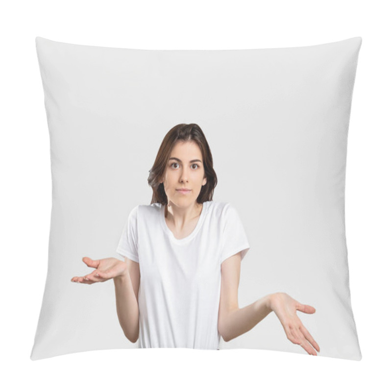 Personality  Shrug Gesture Confused Woman Raising Shoulders Pillow Covers