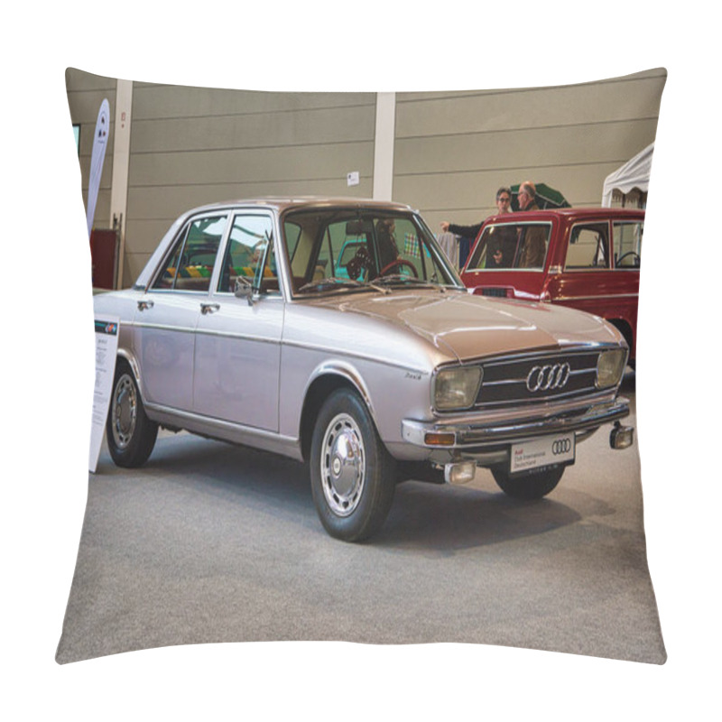 Personality  FRIEDRICHSHAFEN - MAY 2019: Silver AUDI 100 LS C1 1968 Sedan At Motorworld Classics Bodensee On May 11, 2019 In Friedrichshafen, Germany Pillow Covers