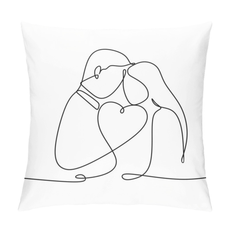 Personality  Couple In Love With Continuous One Line Drawing Vector Illustration Pillow Covers