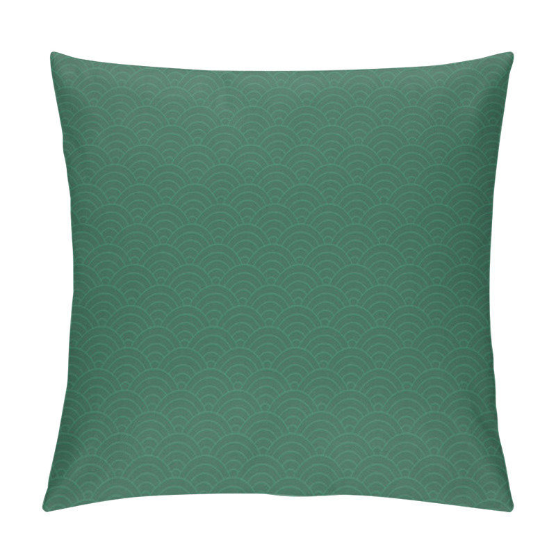 Personality  Traditional Asian Seigaiha Pattern On Green Paper Texture Pillow Covers