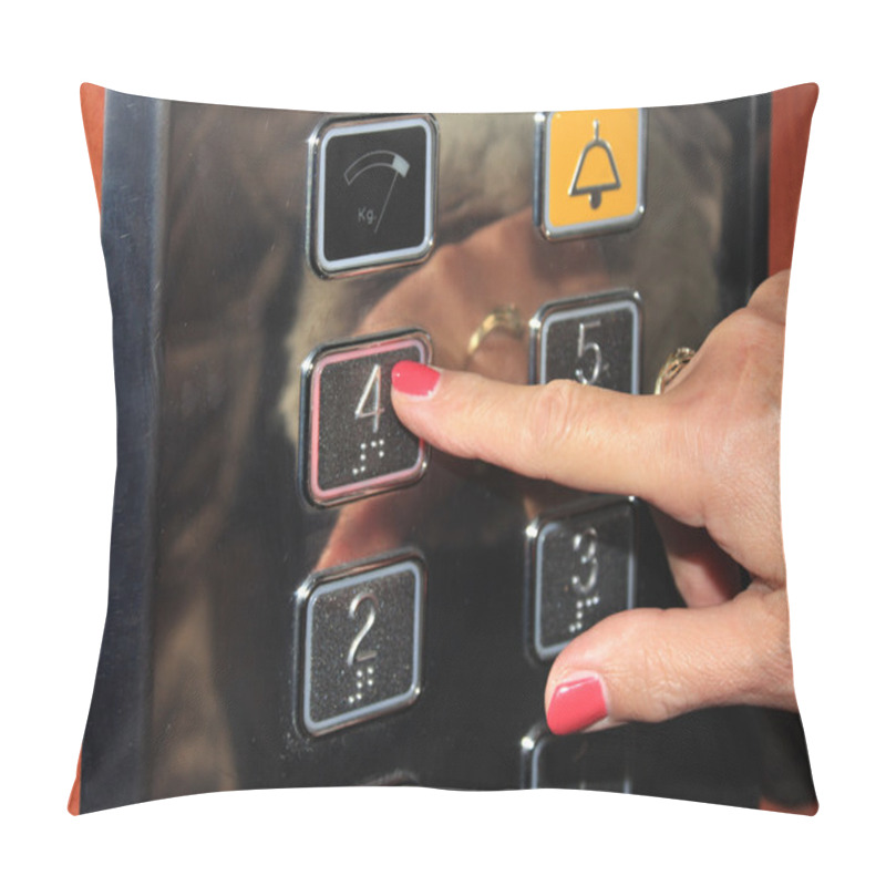 Personality  Female Person Pushing Elevator Button. Pillow Covers