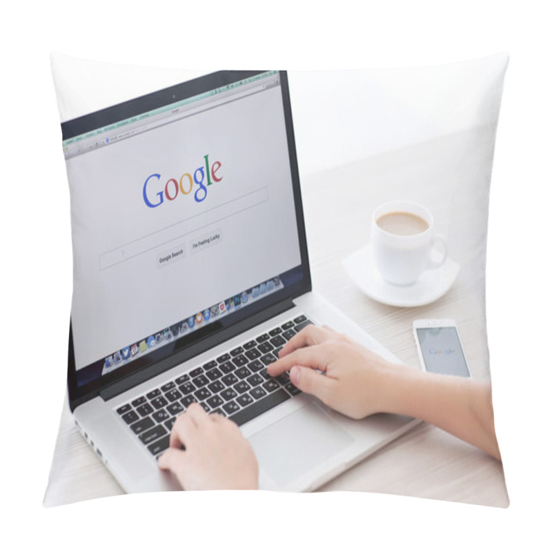 Personality  MacBook Pro Retina And IPhone 5s With Google Home Page On The Sc Pillow Covers