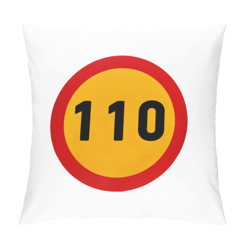 Personality  Yellow Round Speed Limit 110 Road Sign Pillow Covers